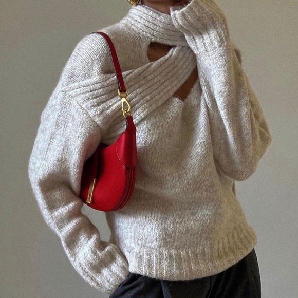 Zara Sweater with Scarf and Asymmetrical Neckline size L - Picture 3 of 13